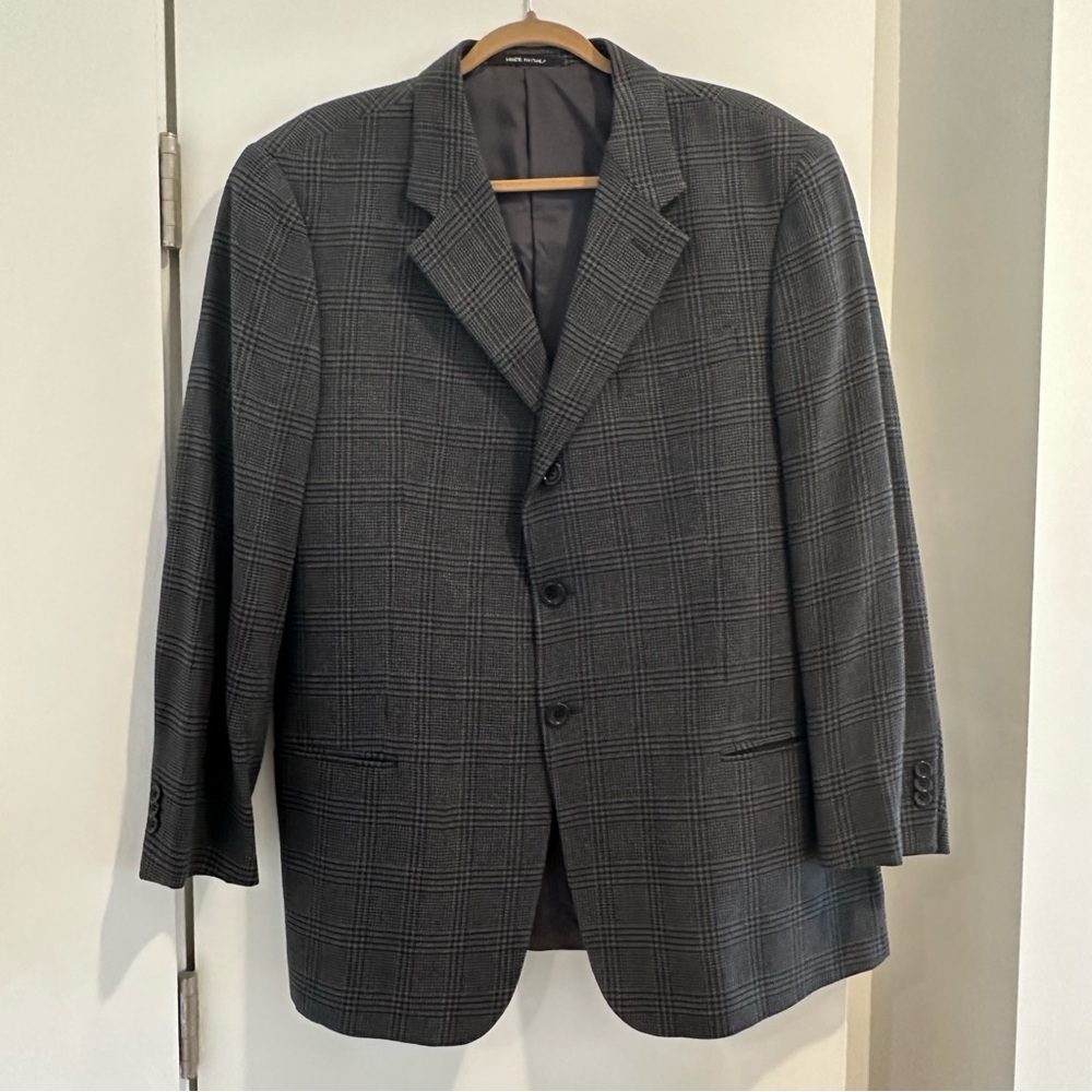 Men's Sz 44R ARMANI COLLEZIONI Blazer Suit Jacket
Checkered Pattern darkgrey/blk